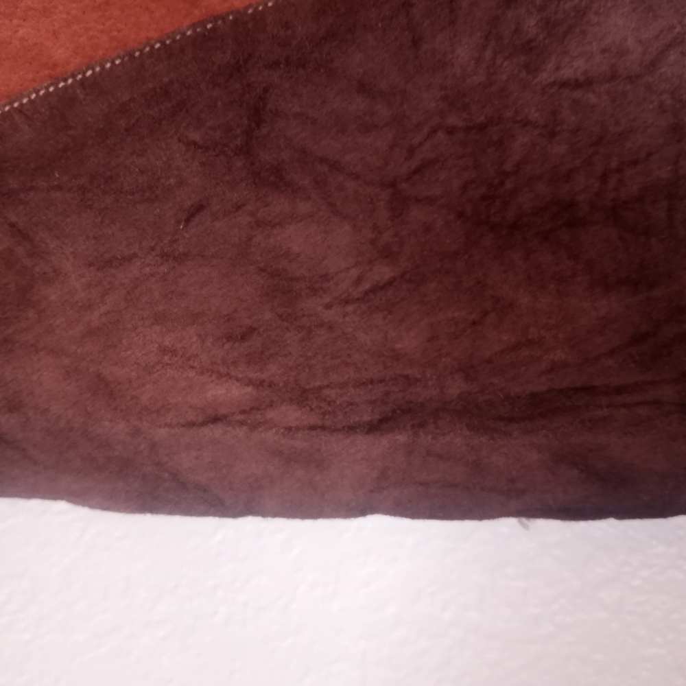 Apostrophe Leather Suede Patchwork Retro 70s Style Tan Brown Hippie Boho Skirt 8 - Picture 4 of 13